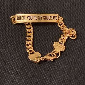 Bitch You’re My Soulmate Gold Chain Friendship Bracelet (PAIR!)